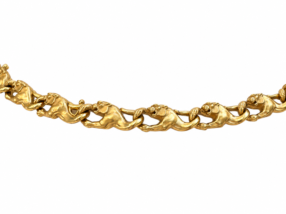 Carrera y Carrera 18K Yellow Gold Panther Link Necklace