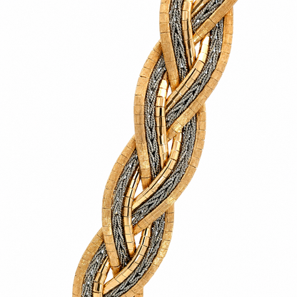 Vintage Retro 18K Rose & White Gold Braided Bracelet