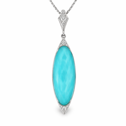 Stephen Webster Turquoise Quartz & Diamond Enhancer Pendant in 18K White Gold