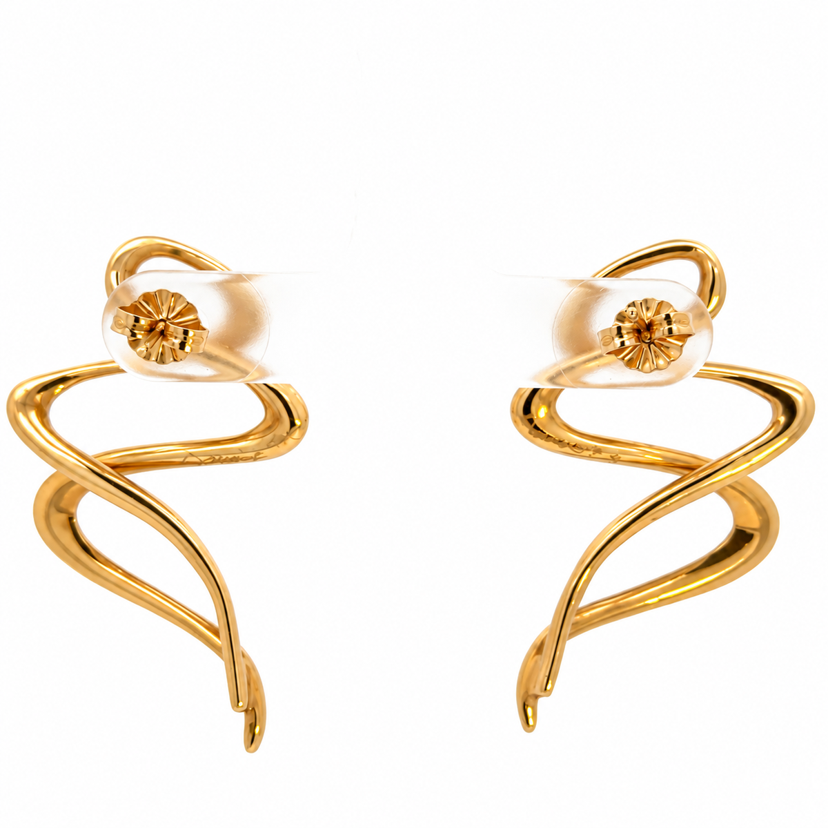 14K Yellow Gold Sculptural Ribbon Earrings