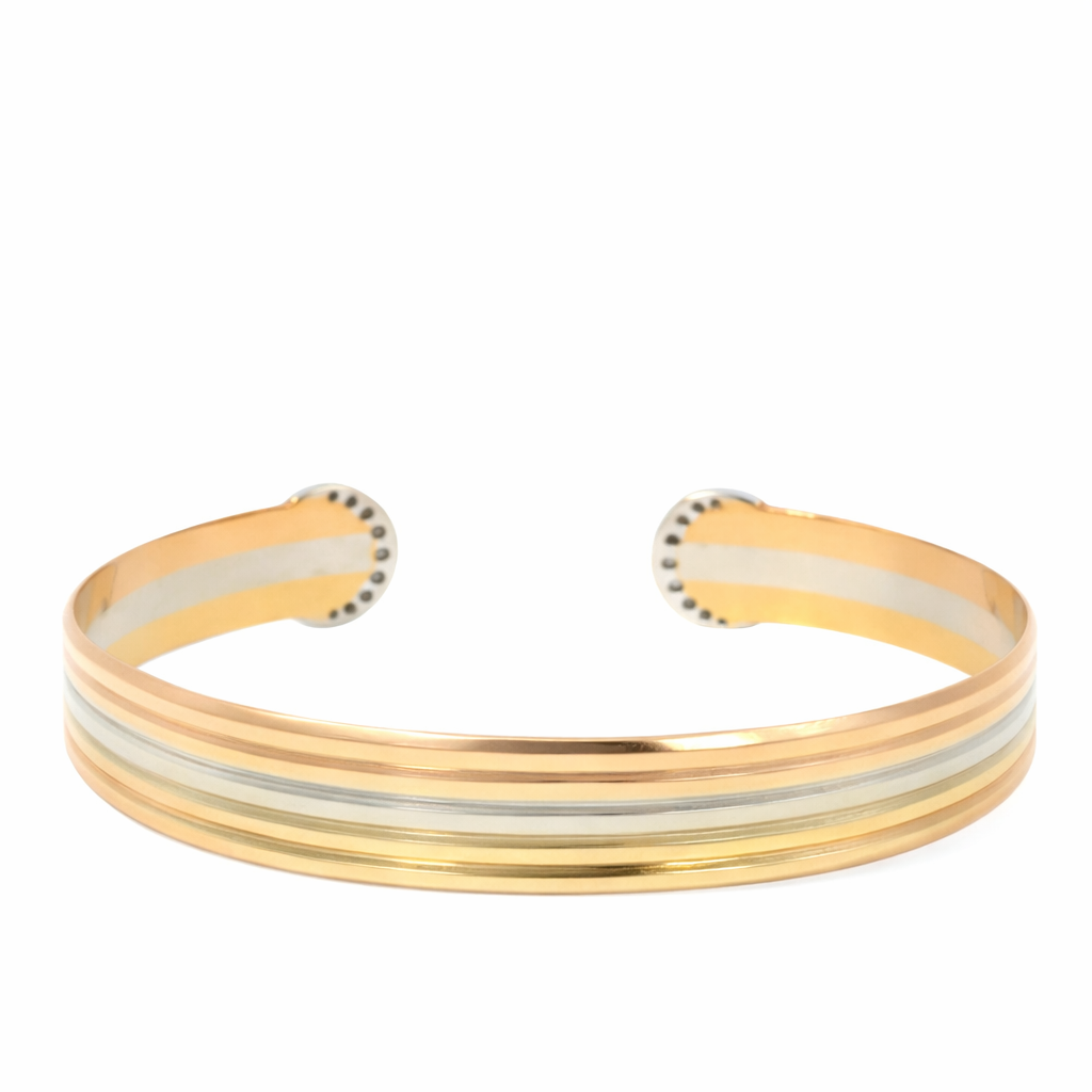 18K Tri-Color Gold Diamond Bangle Bracelet