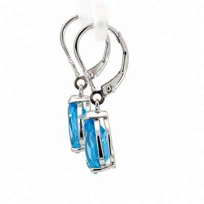 14K White Gold Pear-Shaped Blue Topaz Drop Earrings