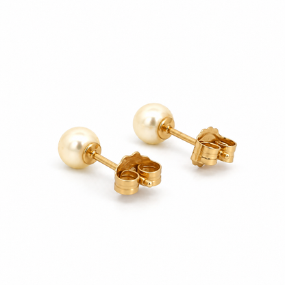 14K Yellow Gold 3mm Pearl Stud Earrings
