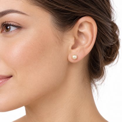 Yellow Gold 5mm Pearl Stud Earrings