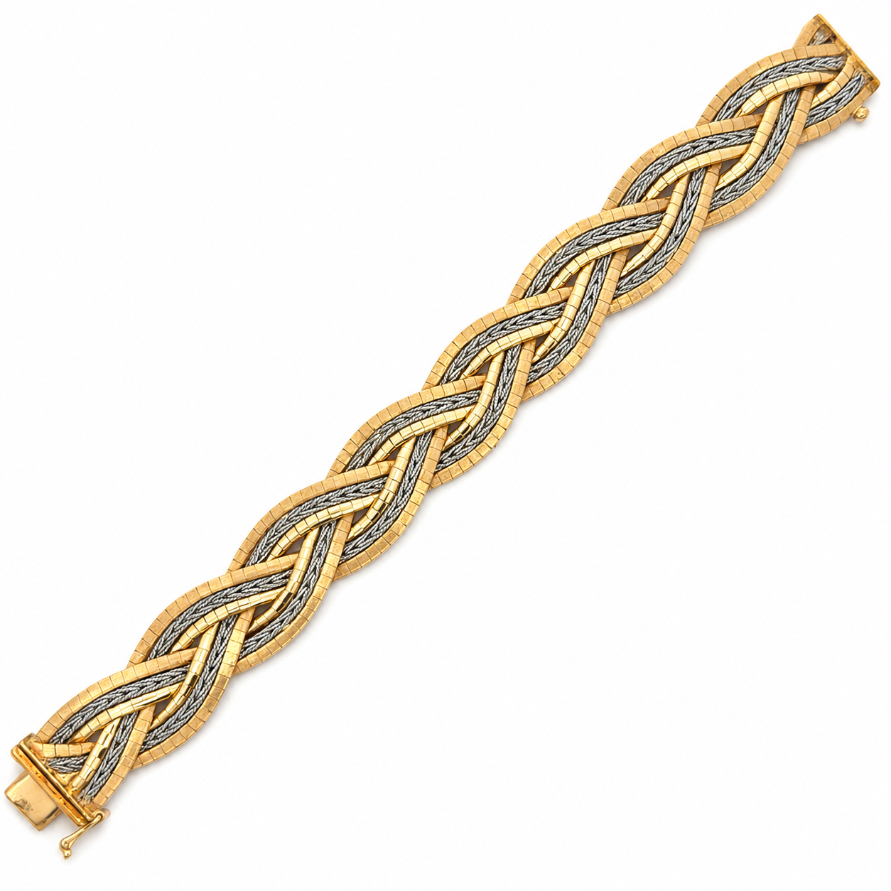Vintage Retro 18K Rose & White Gold Braided Bracelet