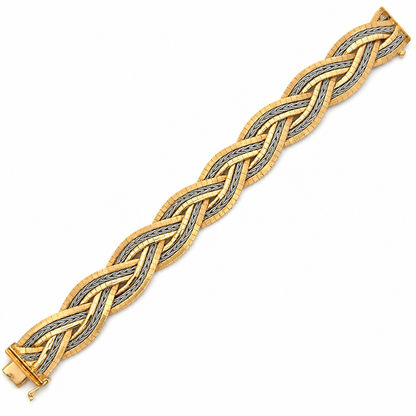 Vintage Retro 18K Rose & White Gold Braided Bracelet