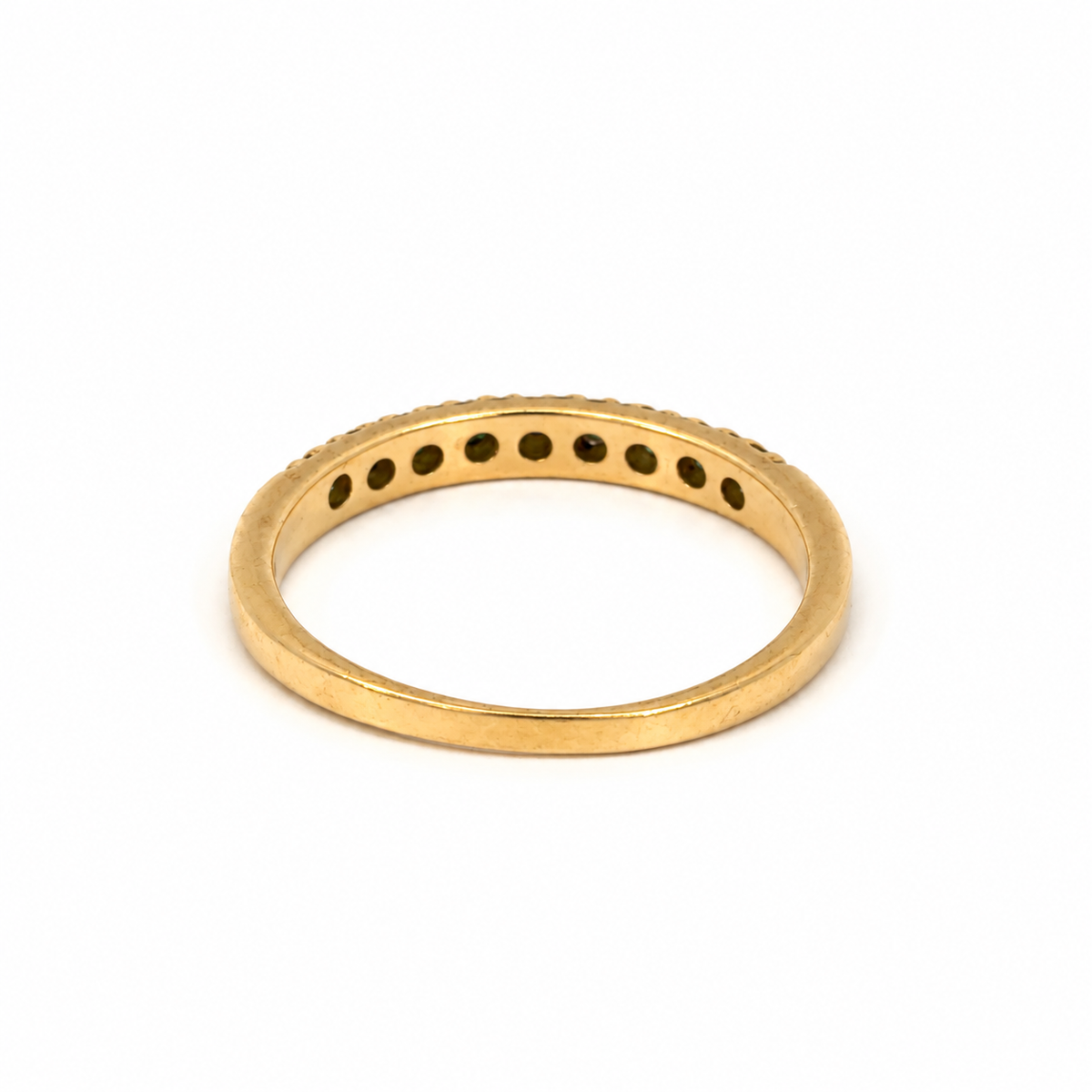 14K Yellow Gold Emerald and Diamond Stacking Ring