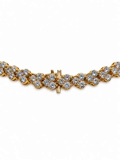 14K Yellow Gold Diamond Three-Stone Cluster Necklace