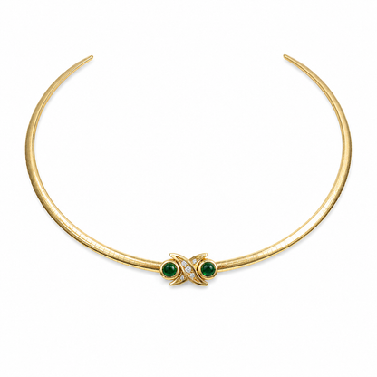 Signed NSS Emerald & Diamond Convertible Choker Necklace in 14K & 18K Gold