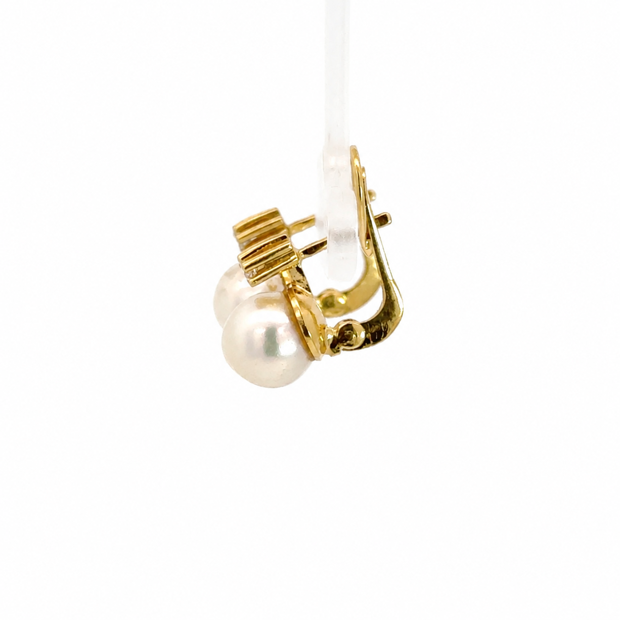 18K Yellow Gold Pearl & Diamond Lever-Back Earrings