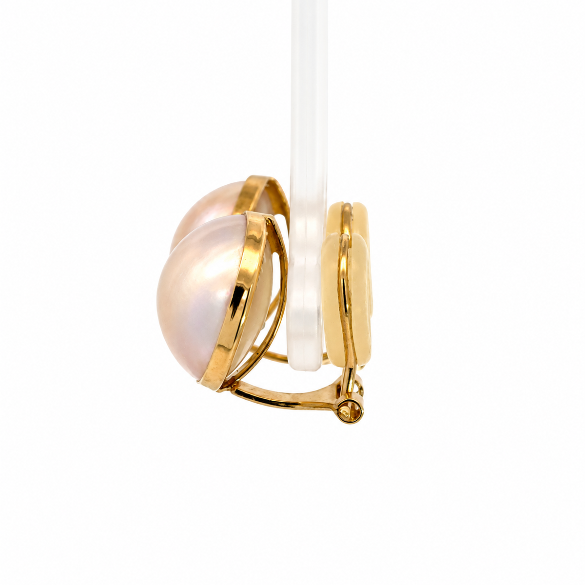 18K Yellow Gold Natural Pearl Clip-On Earrings with Comfort Pads