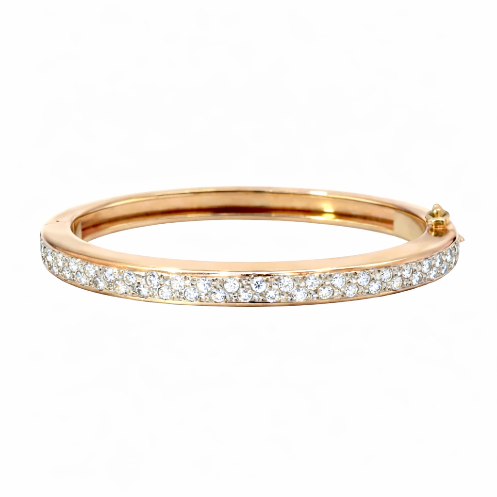 14K Yellow Gold Bangle with Pavé Diamonds