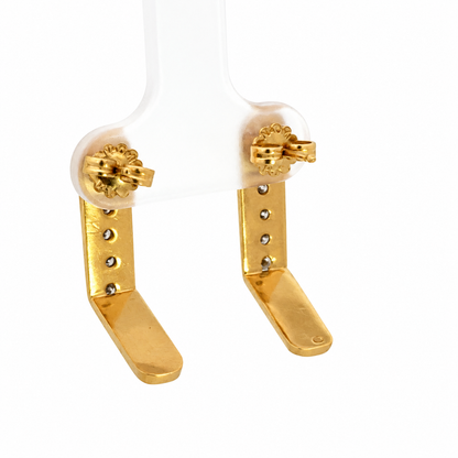 14K Yellow Gold Diamond Bar Earrings