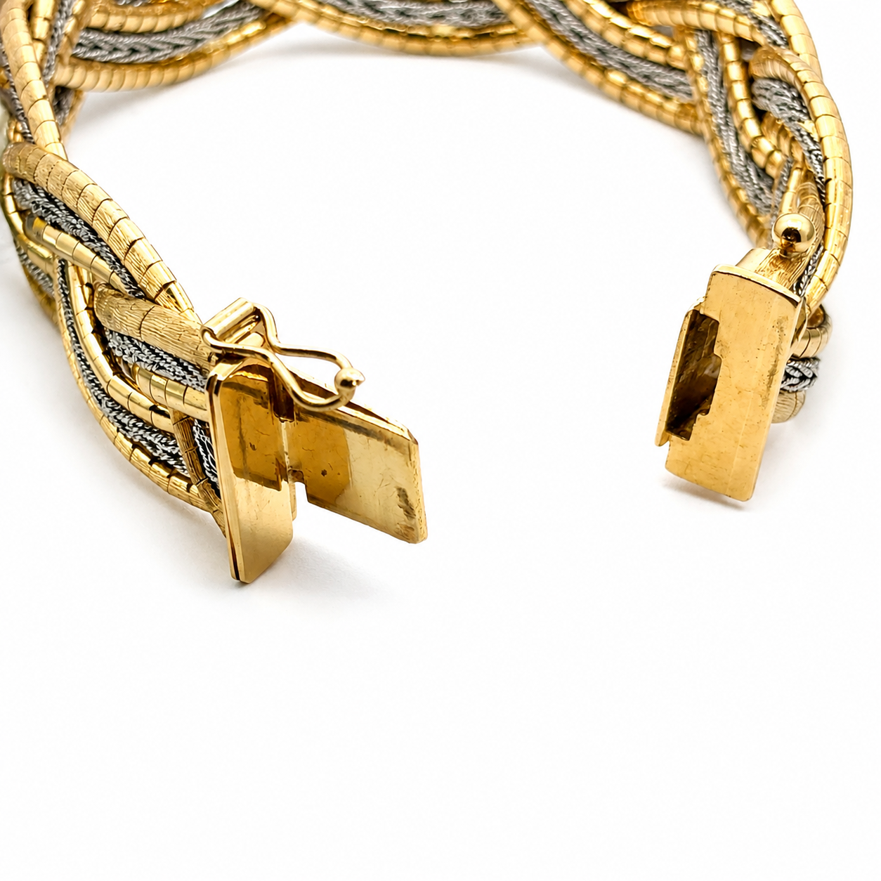 Vintage Retro 18K Rose & White Gold Braided Bracelet