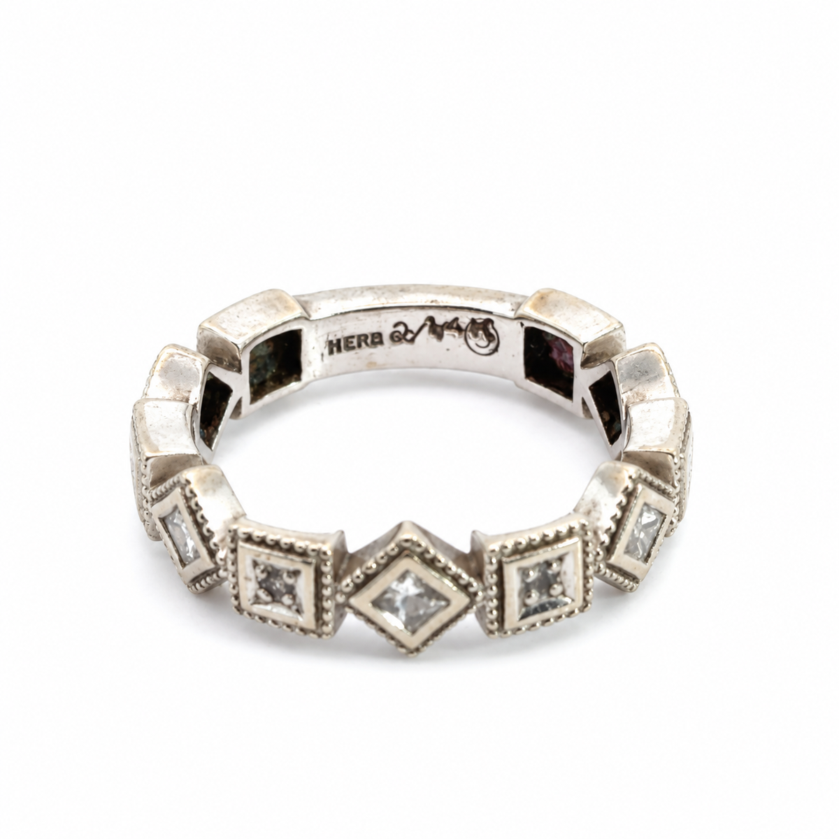 Herb 14K White Gold Diamond Geometric Band Ring