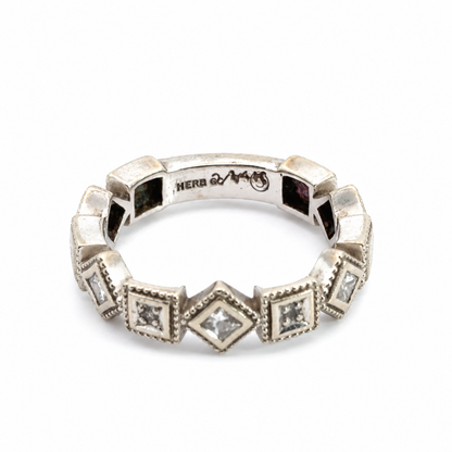 Herb 14K White Gold Diamond Geometric Band Ring