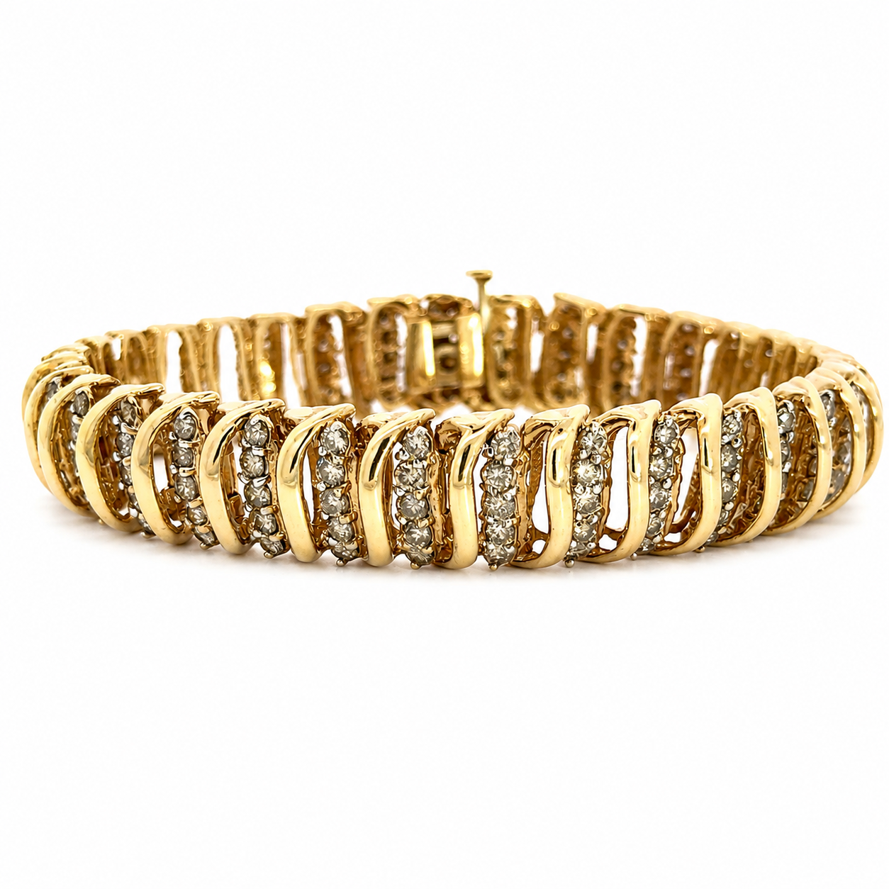 Vintage 1980’s Yellow Gold Diamond S-Link Bracelet