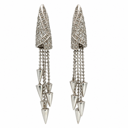14K White Gold Diamond Tassel Earrings