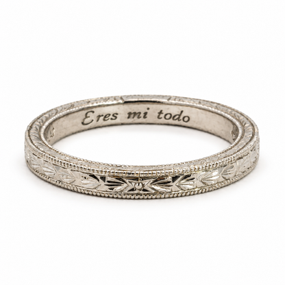 Platinum Engraved “Eres mi todo” Stacking Band