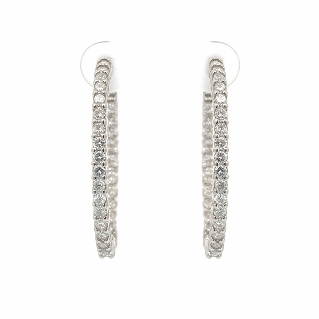 Roberto Coin The Perfect Diamond Hoop Earrings – 18K White Gold