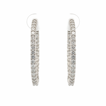 Roberto Coin The Perfect Diamond Hoop Earrings – 18K White Gold