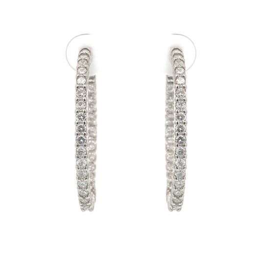 Roberto Coin The Perfect Diamond Hoop Earrings – 18K White Gold