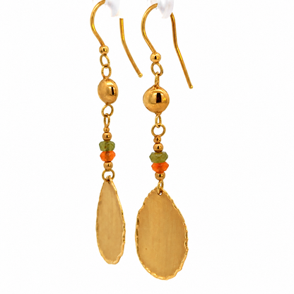 Italian 14K Yellow Gold Gemstone Teardrop Earrings