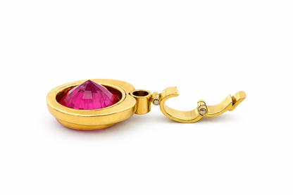 Ruby Heart Pendant with Diamond Accent 18K Yellow