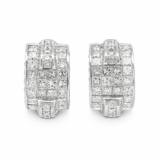 Luxury 18K White Gold Diamond Hoop Earrings – Approx. 6.60 Carats
