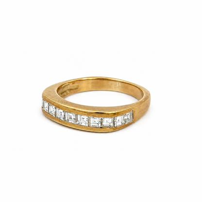 Vintage 14K Yellow Gold Square Diamond Channel Band