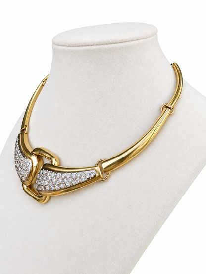 18K Yellow Gold 4.80 CT Diamond Sculptural Choker Necklace