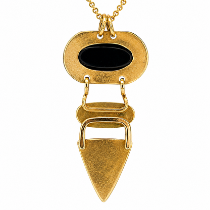 14K Yellow Gold Artisan Opal & Quartz Pendant