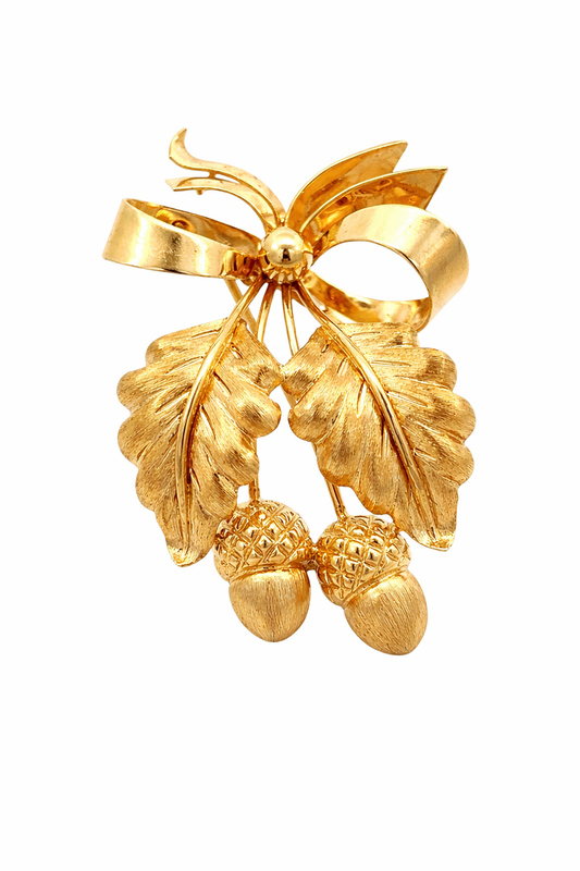 Tiffany & Co. Vintage Oak Leaf & Acorn Brooch / Pendant in 18K Gold – Made in Italy