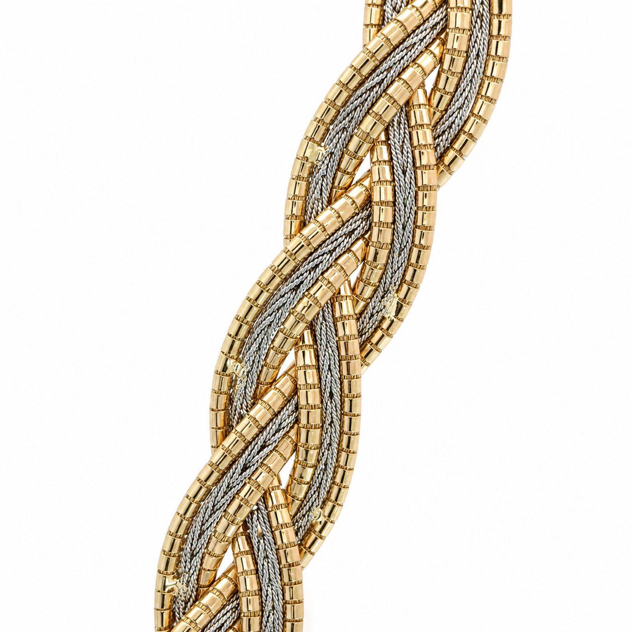 Vintage Retro 18K Rose & White Gold Braided Bracelet