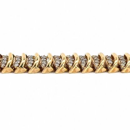 Vintage 1980’s Yellow Gold Diamond S-Link Bracelet