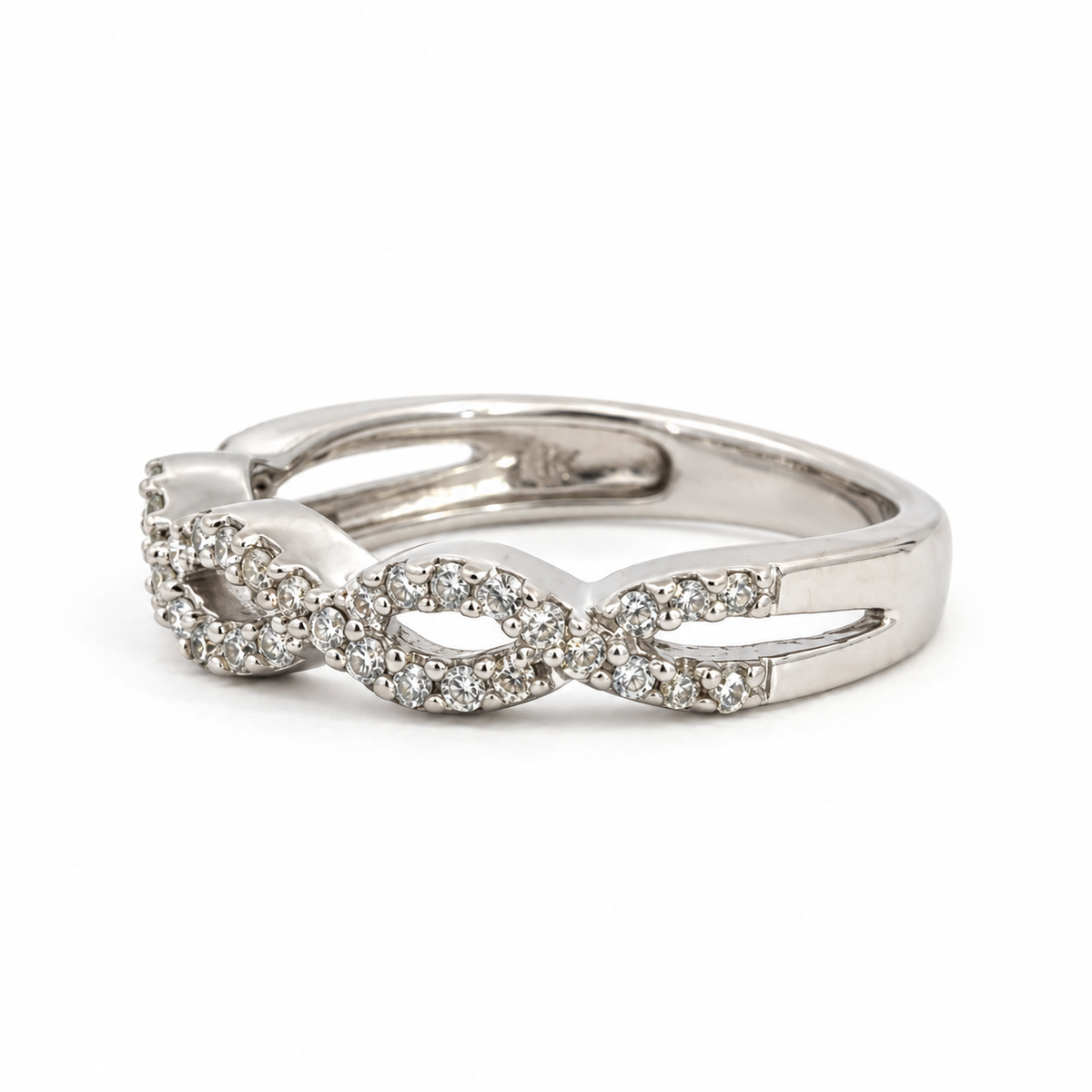 14K White Gold Diamond Open-Loop Band
