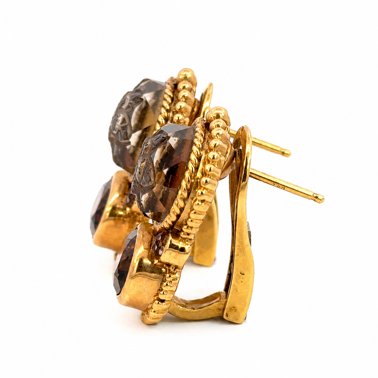 Stephen Dweck 18K Rose Gold Carved Tourmaline & Garnet Earrings