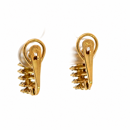 Estate 18K Gold Earrings with Diamond Borders