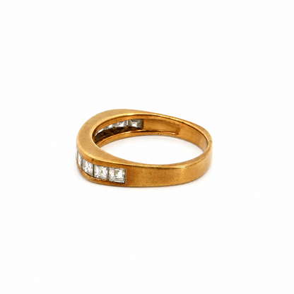 Vintage 14K Yellow Gold Square Diamond Channel Band
