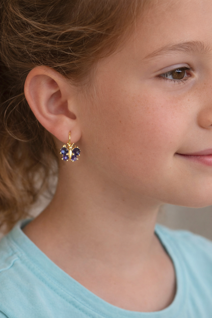 14K Yellow Gold Tanzanite Butterfly Drop Earrings