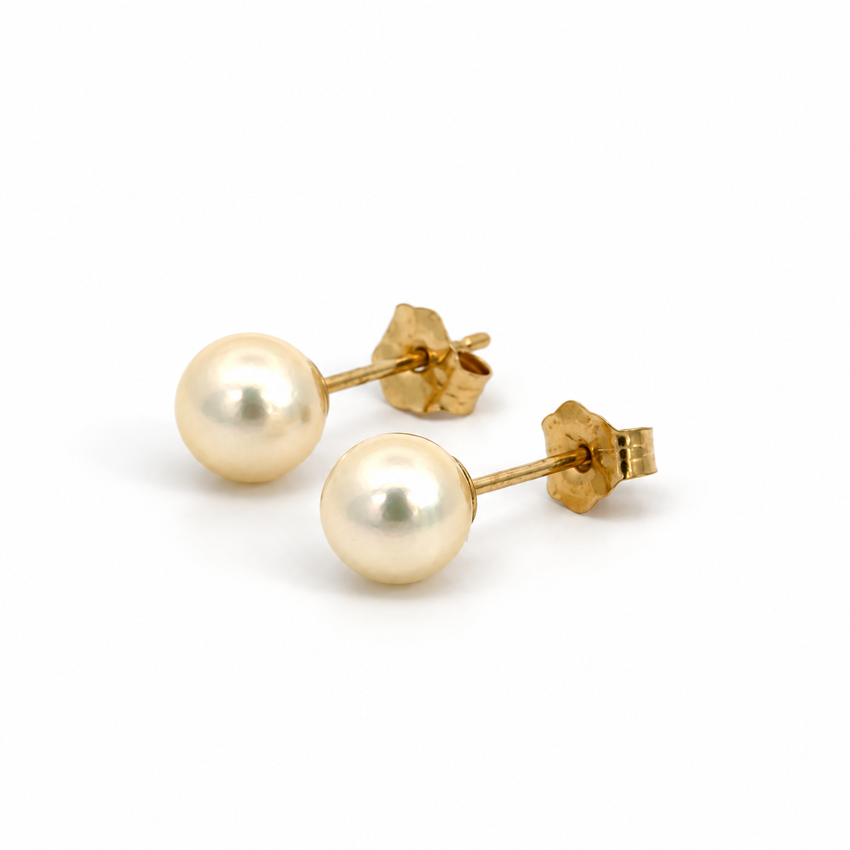 14K Yellow Gold Petite 5mm Pearl Stud Earrings