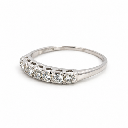14K White Gold Seven Diamond Stacking Ring