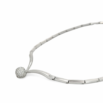 Diamond Pavé Sphere Pendant Necklace in 18K White Gold