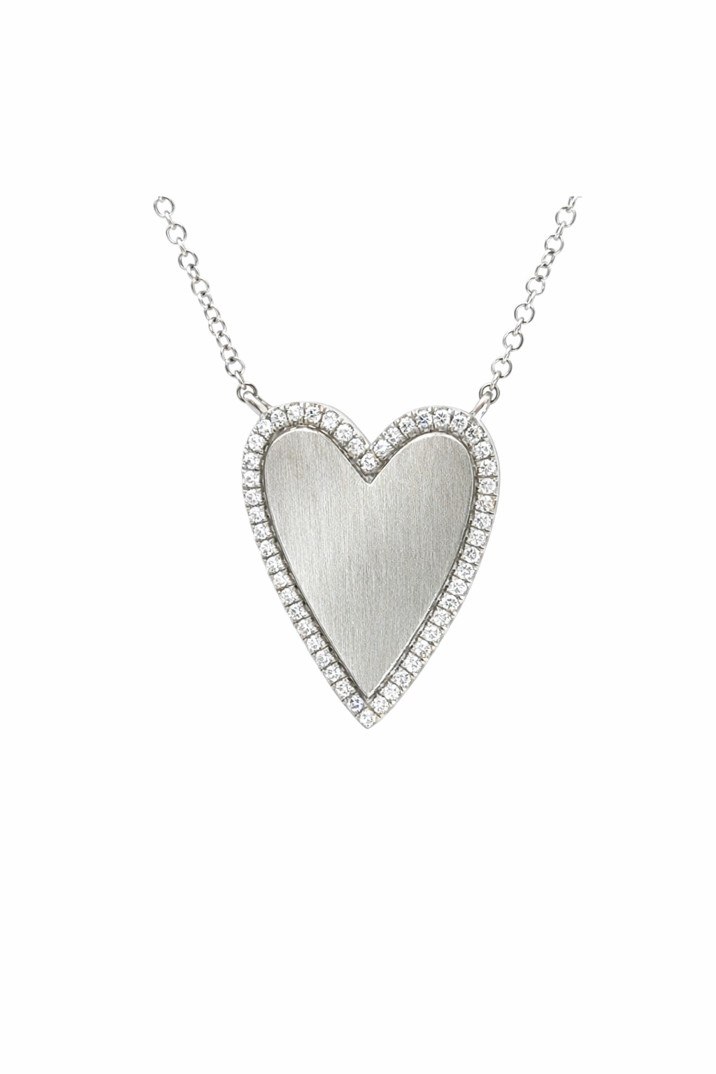 14K White Gold Diamond Framed Heart Pendant Necklace