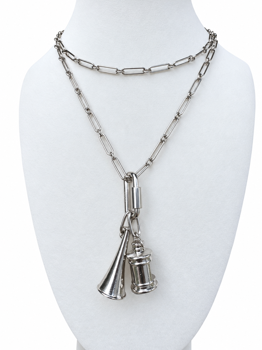 Hermès Curiosité Long Necklace with Two Removable Charms – 34 Inches – Original Box