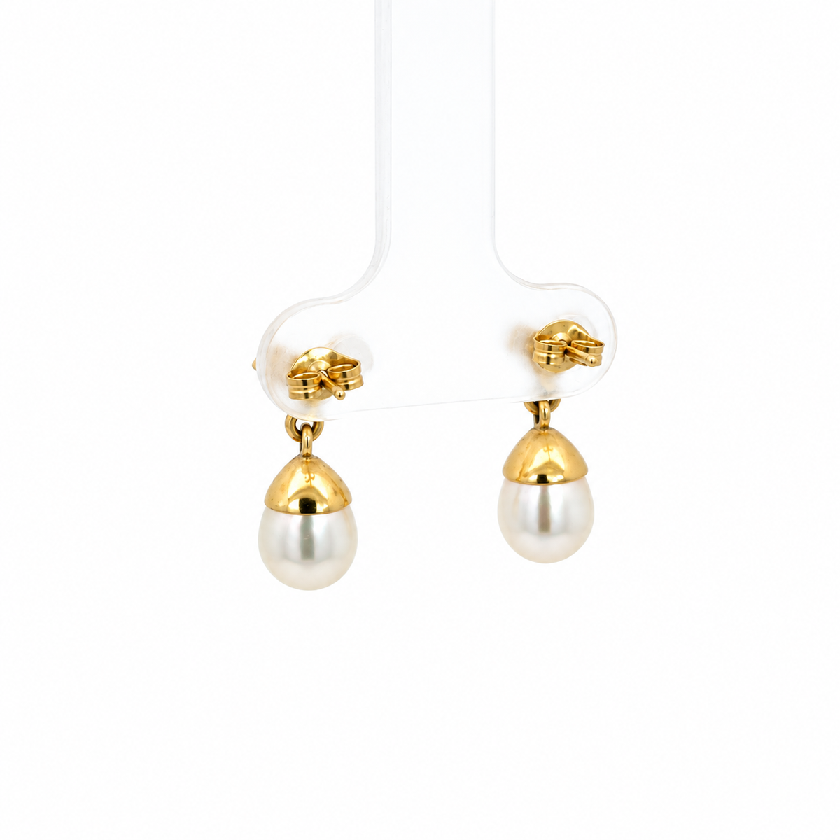 14K Yellow Gold Diamond Accent & Pearl Drop Earrings