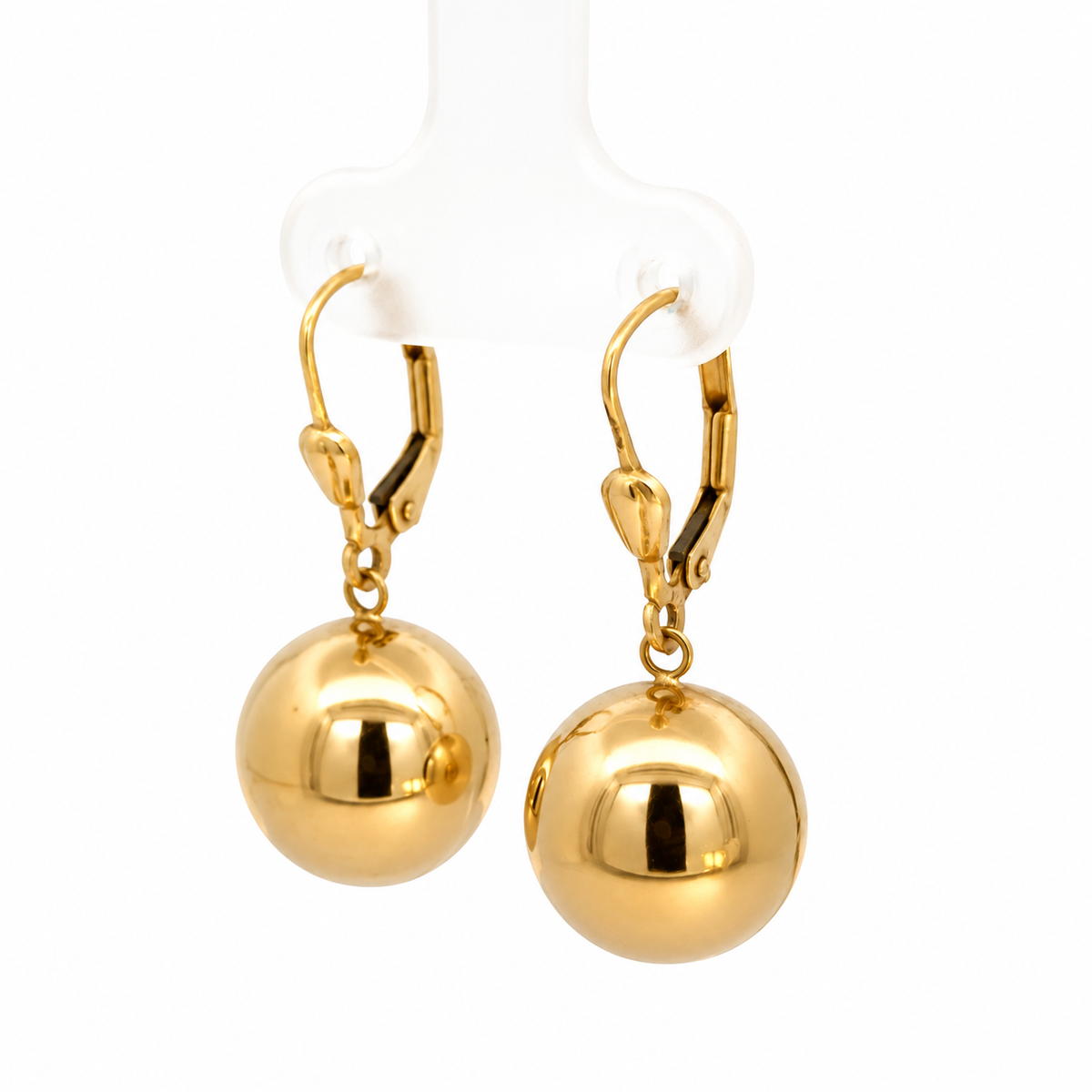 14K Yellow Gold Polished Ball Drop Earrings