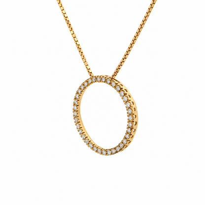 14K Yellow Gold Diamond Open Circle Necklace