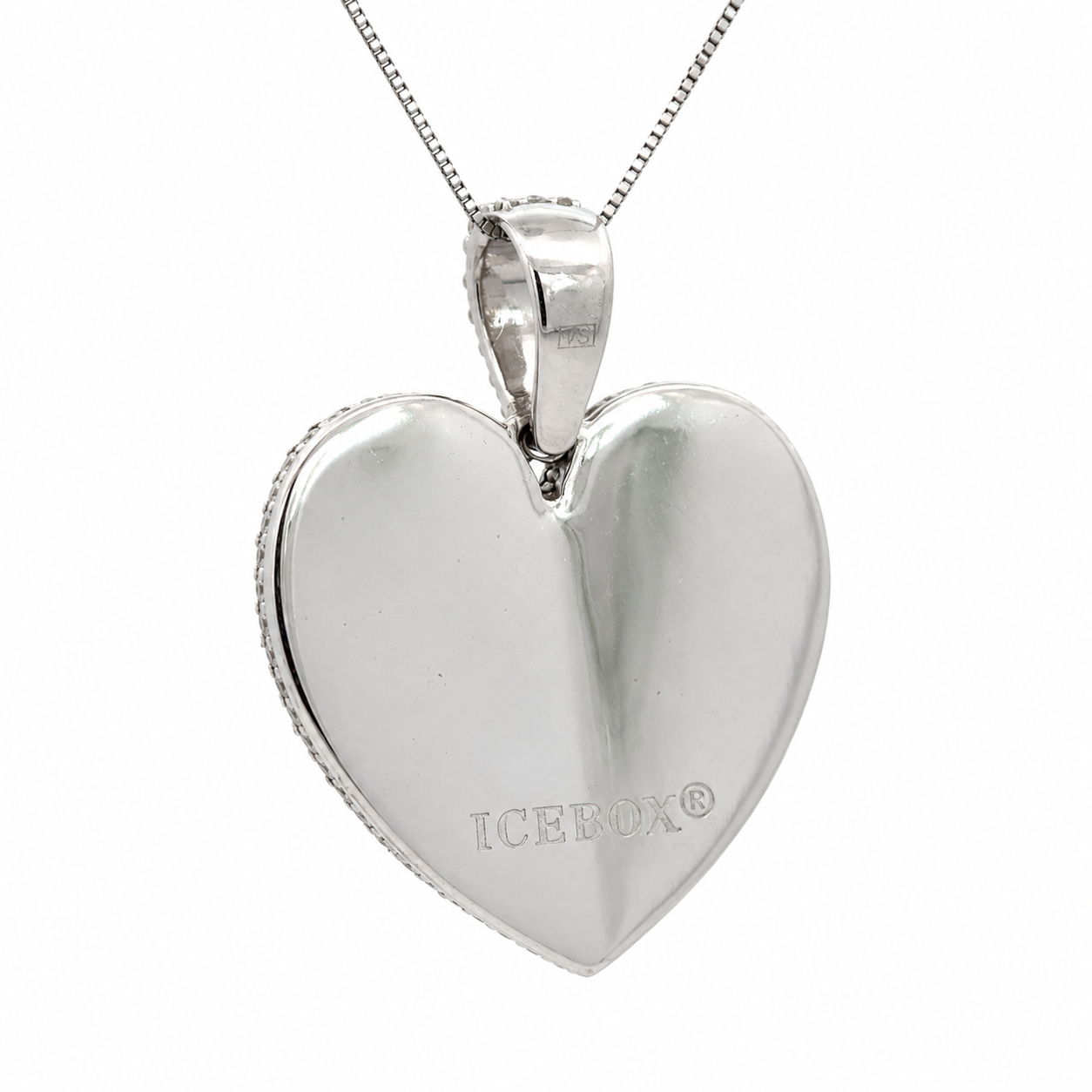 Large ICEBOX Diamond Heart Pendant 14K White Gold