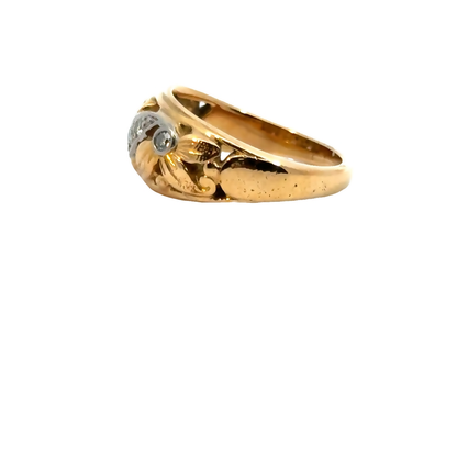 14K Yellow Gold Floral Diamond Ring